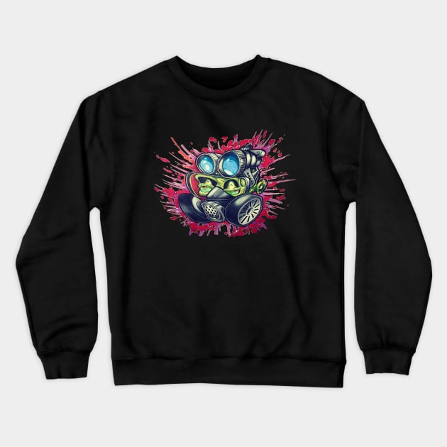 New School Style Zombie Gas Mask Distorted Effect Art Crewneck Sweatshirt by ckandrus